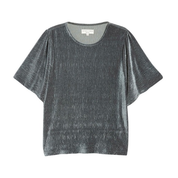 Madewell textured velvet flutter sleeve top - Picture 4 of 10